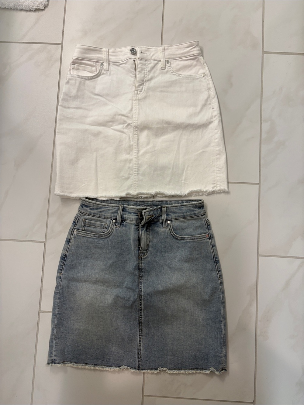 Tommy Bahama White and Light Blue Denim Mini Skirts - Set